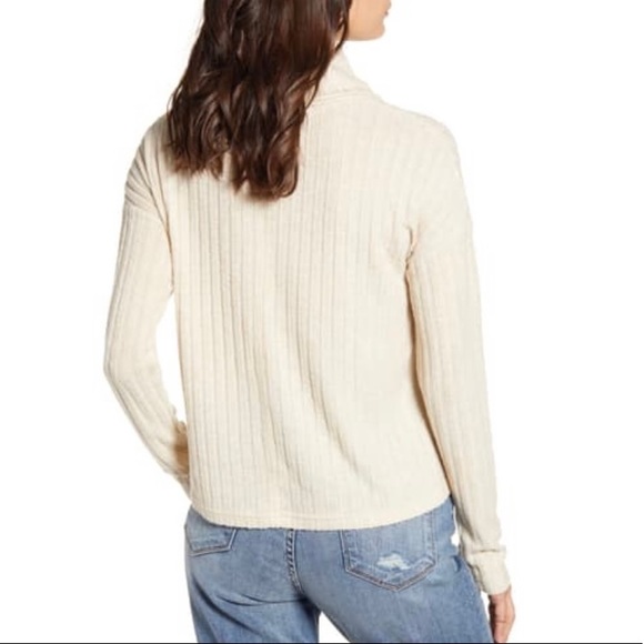 BP. Cozy Ribbed Turtleneck Top - Cream White - Picture 2 of 8